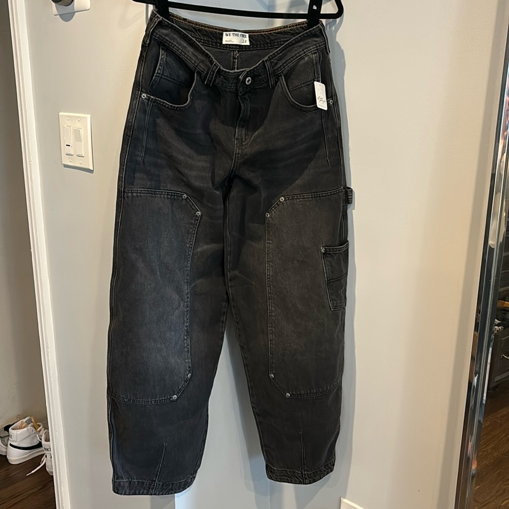 Free People Washed Black Boyfriend Carpenter Jeans